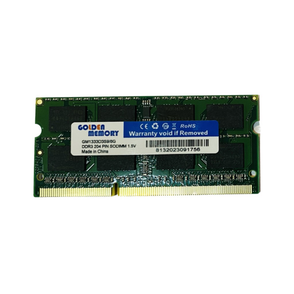 رم لپ تاپ DDR3 تک کاناله 1333 مگاهرتز 10600s گلدن مموری مدل GM1333D3S9/8G ظرفیت 8گیگابایت
