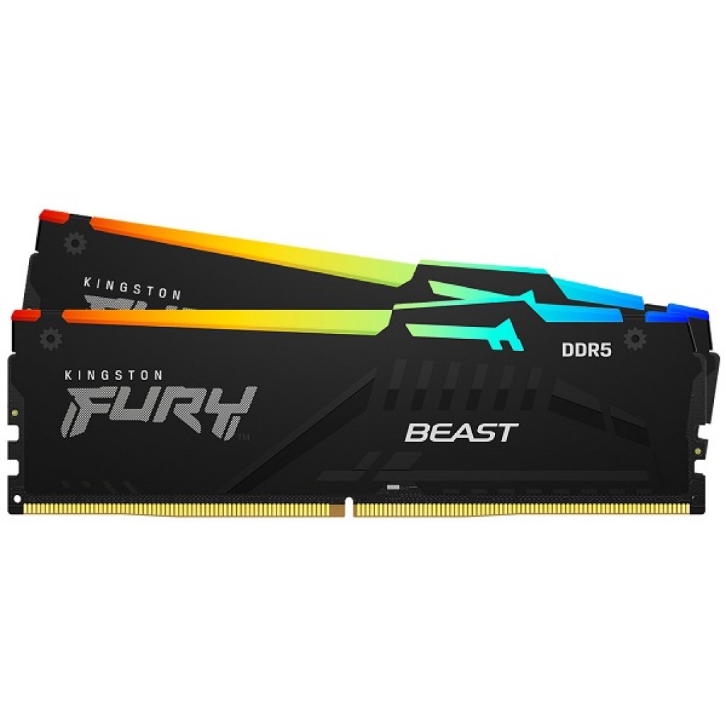 رم کامپیوتر DDR5 دو کاناله 5200 مگاهرتز CL40 کینگستون مدل Beast RGB Black ظرفیت 64 گیگابایت