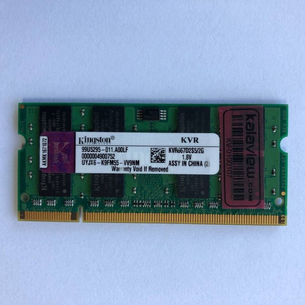 رم لپ تاپ DDR2 تک کاناله 667 مگاهرتز کینگستون مدل PC3-5300 ظرفیت 2 گیگابایت رم لپ تاپ DDR2 تک کاناله 667 مگاهرتز کینگستون مدل PC3-5300 ظرفیت 2 گیگابایت