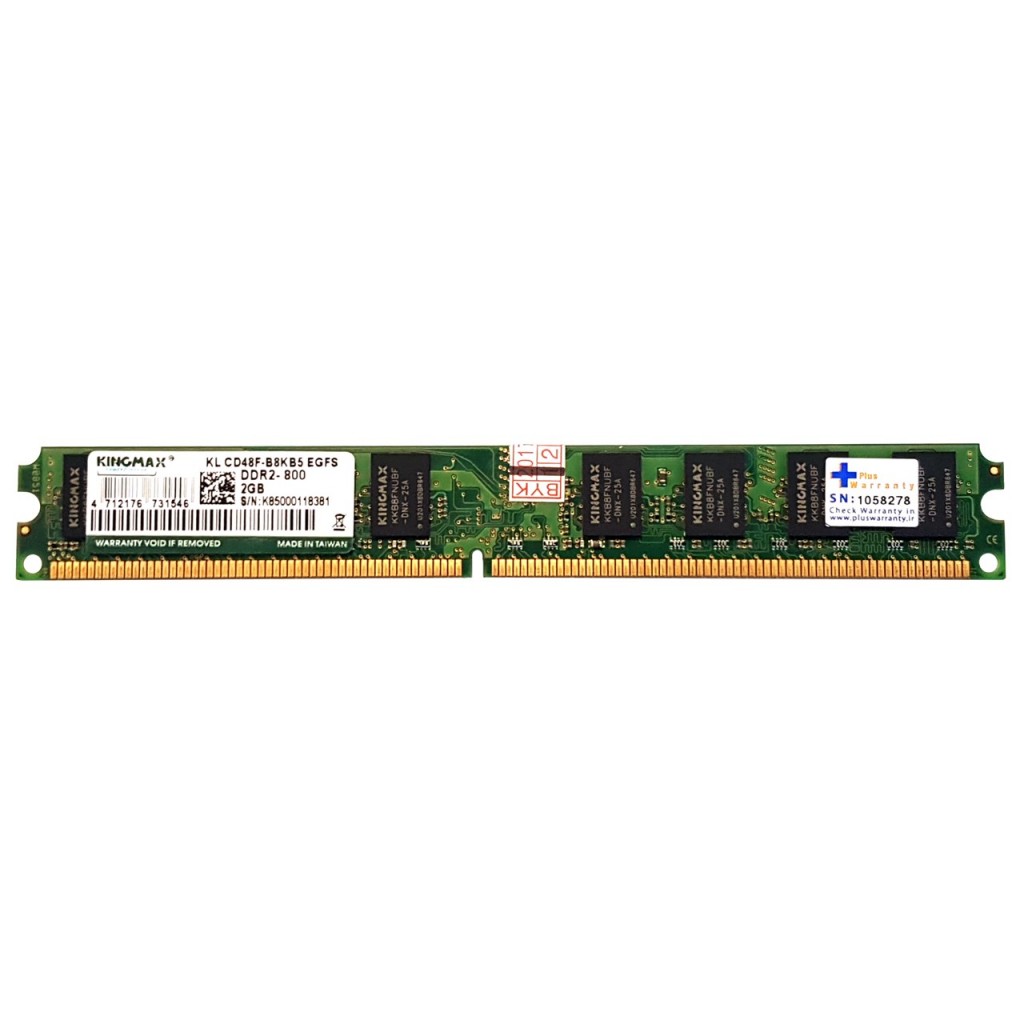 رم کامپیوتر DDR2 تک کاناله 800 مگاهرتز کینگ مکس مدل KL CD48F-B8KB5 EGFS ظرفیت 2 گیگابایت رم کامپیوتر DDR2 تک کاناله 800 مگاهرتز کینگ مکس مدل KL CD48F-B8KB5 EGFS ظرفیت 2 گیگابایت