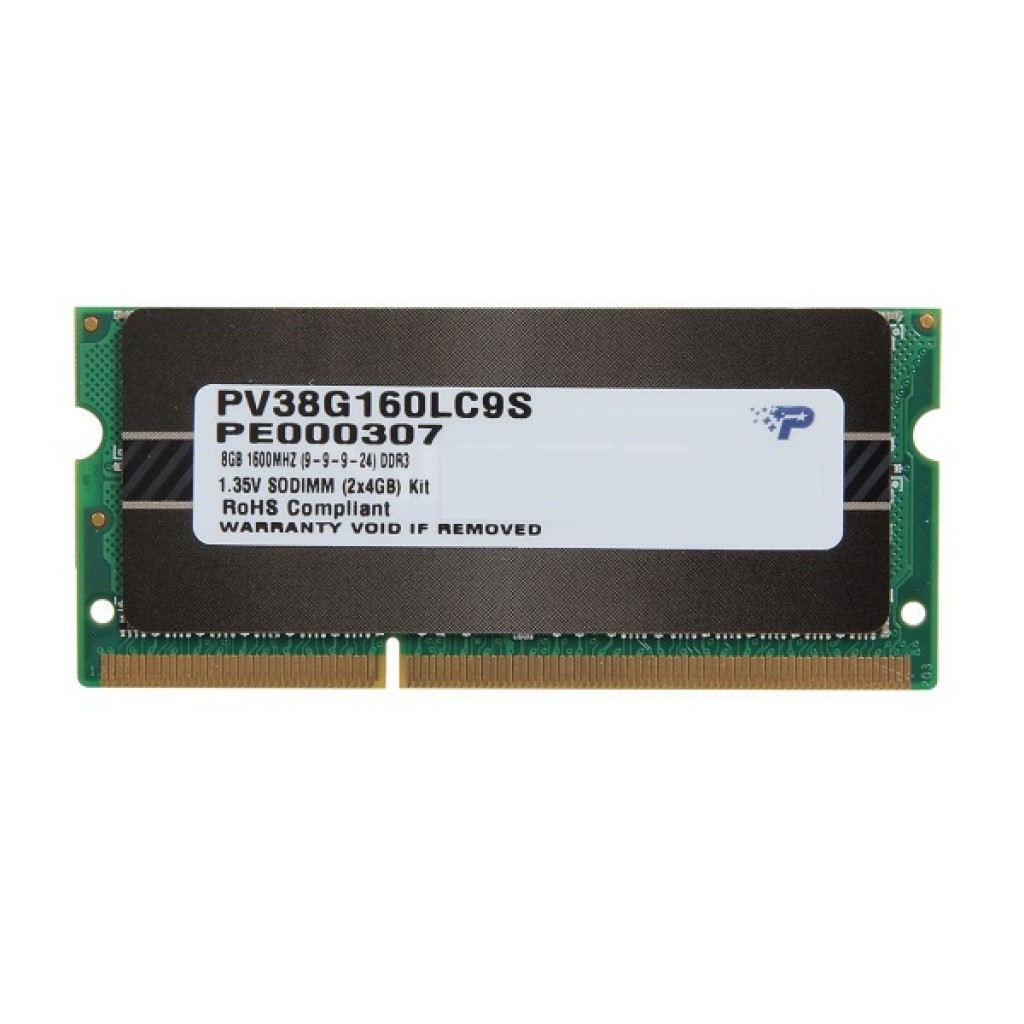 رم لپ تاپ DDR3L تک کاناله 1600 مگاهرتز CL9 پاتریوت مدل PV38G160LC9S-PC3L-12800 ظرفیت 8 گیگابایت رم لپ تاپ DDR3L تک کاناله 1600 مگاهرتز CL9 پاتریوت مدل PV38G160LC9S-PC3L-12800 ظرفیت 8 گیگابایت