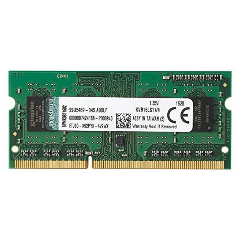 رم لپ تاپ DDR3L تک کاناله 1600 مگاهرتز CL11 کینگستون مدل KCPC3L ظرفیت 4 گیگابایت رم لپ تاپ DDR3L تک کاناله 1600 مگاهرتز CL11 کینگستون مدل KCPC3L ظرفیت 4 گیگابایت