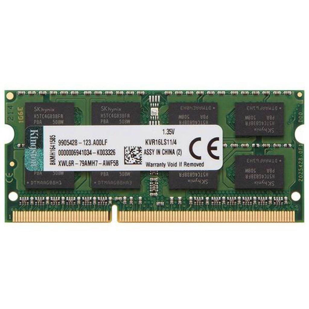 رم لپ تاپ DDR3L تک کاناله 1600 مگاهرتز CL11 کینگستون مدل KVR16S ظرفیت 4 گیگابایت رم لپ تاپ DDR3L تک کاناله 1600 مگاهرتز CL11 کینگستون مدل KVR16S ظرفیت 4 گیگابایت