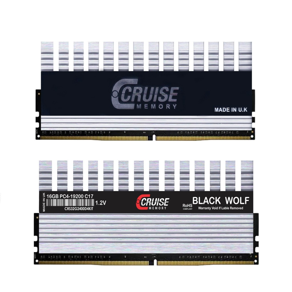 رم کامپیوتر DDR4 دوکاناله 2400 مگاهرتز CL17 کروز مموری مدل BLACK WOLF ظرفیت 32 گیگابایت رم کامپیوتر DDR4 دوکاناله 2400 مگاهرتز CL17 کروز مموری مدل BLACK WOLF ظرفیت 32 گیگابایت