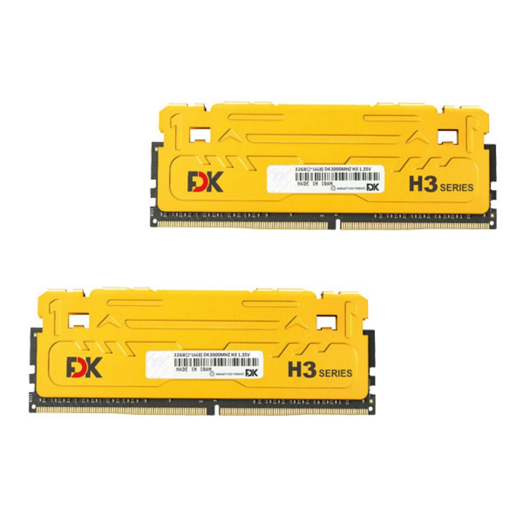 رم کامپیوتر DDR4 دو کاناله 3000 مگاهرتز CL18 فدک مدل H3 ظرفیت 32 گیگابایت رم کامپیوتر DDR4 دو کاناله 3000 مگاهرتز CL18 فدک مدل H3 ظرفیت 32 گیگابایت
