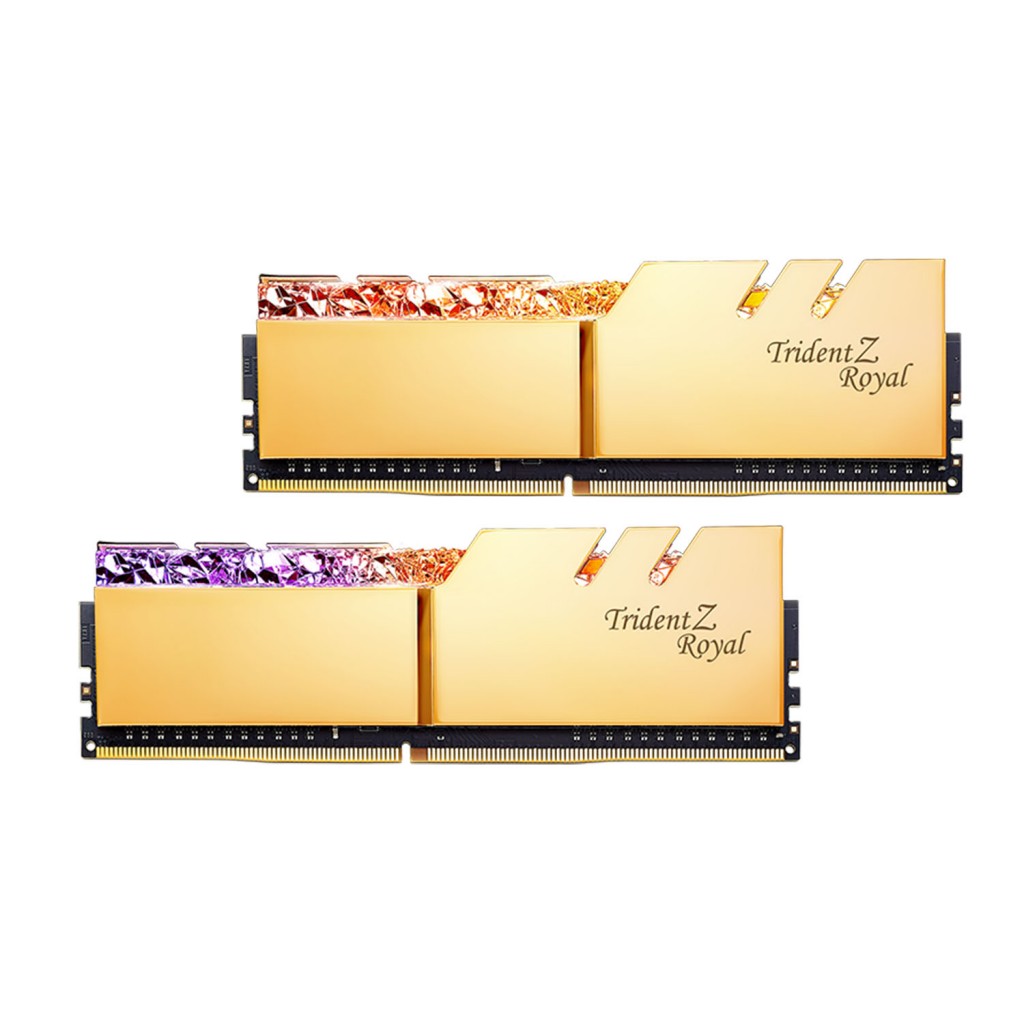 رم کامپیوتر DDR4 دو کاناله 3600 مگاهرتز CL18 جی اسکیل مدل ROYAL GOLD ظرفیت 32 گیگابایت رم کامپیوتر DDR4 دو کاناله 3600 مگاهرتز CL18 جی اسکیل مدل ROYAL GOLD ظرفیت 32 گیگابایت