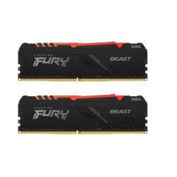 رم کامپیوتر DDR4 دو کاناله 3600 مگاهرتز CL18 کینگستون مدل FURY Beast RGB ظرفیت 32 گیگابایت
