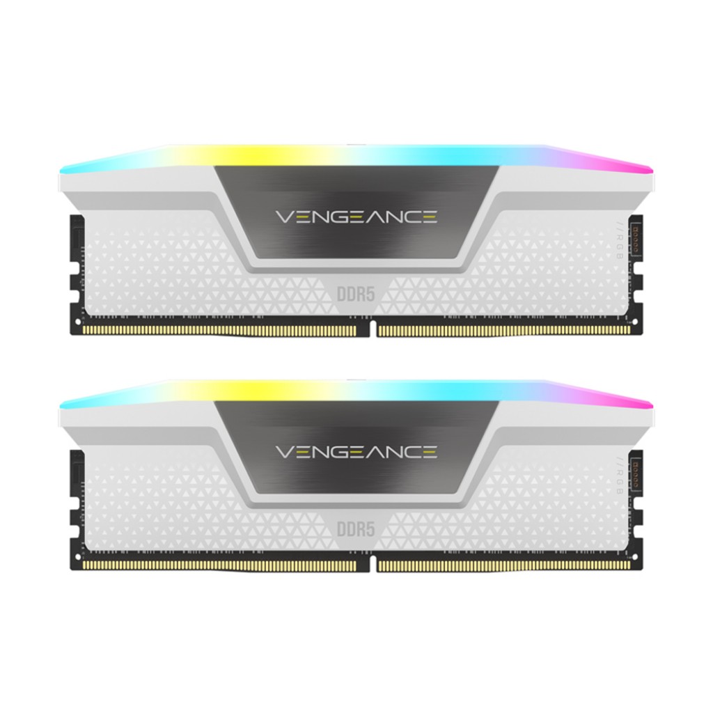 رم کامپیوتر DDR5 دو کاناله 5200 مگاهرتز CL40 کورسیر مدل VENGEANCE RGB WHITE ظرفیت 32 گیگابایت