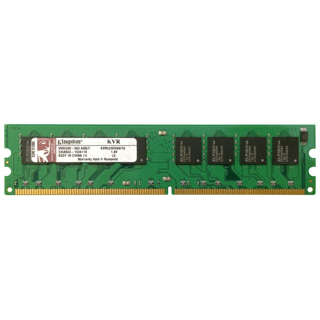 رم کامپیوتر DDR2 تک کاناله 533 مگاهرتز CL4 کینگستون مدل KVR533D2N4/1G ظرفیت 1 گیگابایت رم کامپیوتر DDR2 تک کاناله 533 مگاهرتز CL4 کینگستون مدل KVR533D2N4/1G ظرفیت 1 گیگابایت