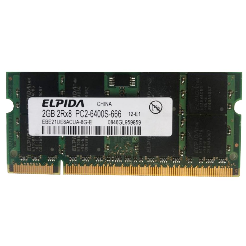 رم لپ تاپ DDR2 تک کاناله 800 مگاهرتز CL6 الپیدا مدل EBE21UE8ACUA-8G-E ظرفیت 2 گیگابایت رم لپ تاپ DDR2 تک کاناله 800 مگاهرتز CL6 الپیدا مدل EBE21UE8ACUA-8G-E ظرفیت 2 گیگابایت