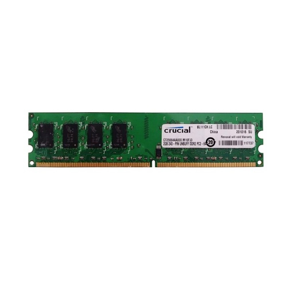 رم کامپیوتر DDR2 تک کاناله 667 مگاهرتز CL5 کروشیال مدل PC2-5300 ظرفیت 2 گیگابایت رم کامپیوتر DDR2 تک کاناله 667 مگاهرتز CL5 کروشیال مدل PC2-5300 ظرفیت 2 گیگابایت