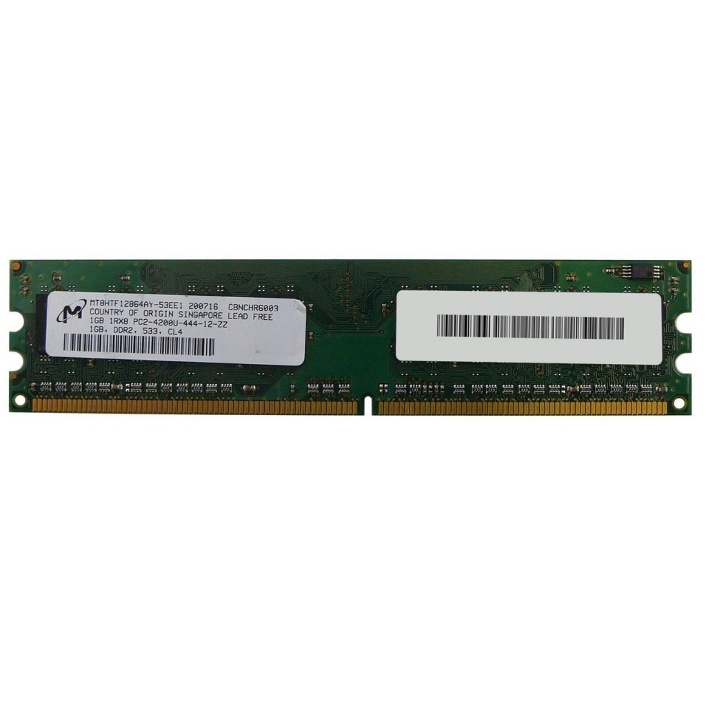 رم کامپیوتر DDR2 تک کاناله 533 مگاهرتز CL4 میکرون مدل MT8HTF12864AY-53EE1 ظرفیت 1 گیگابایت رم کامپیوتر DDR2 تک کاناله 533 مگاهرتز CL4 میکرون مدل MT8HTF12864AY-53EE1 ظرفیت 1 گیگابایت