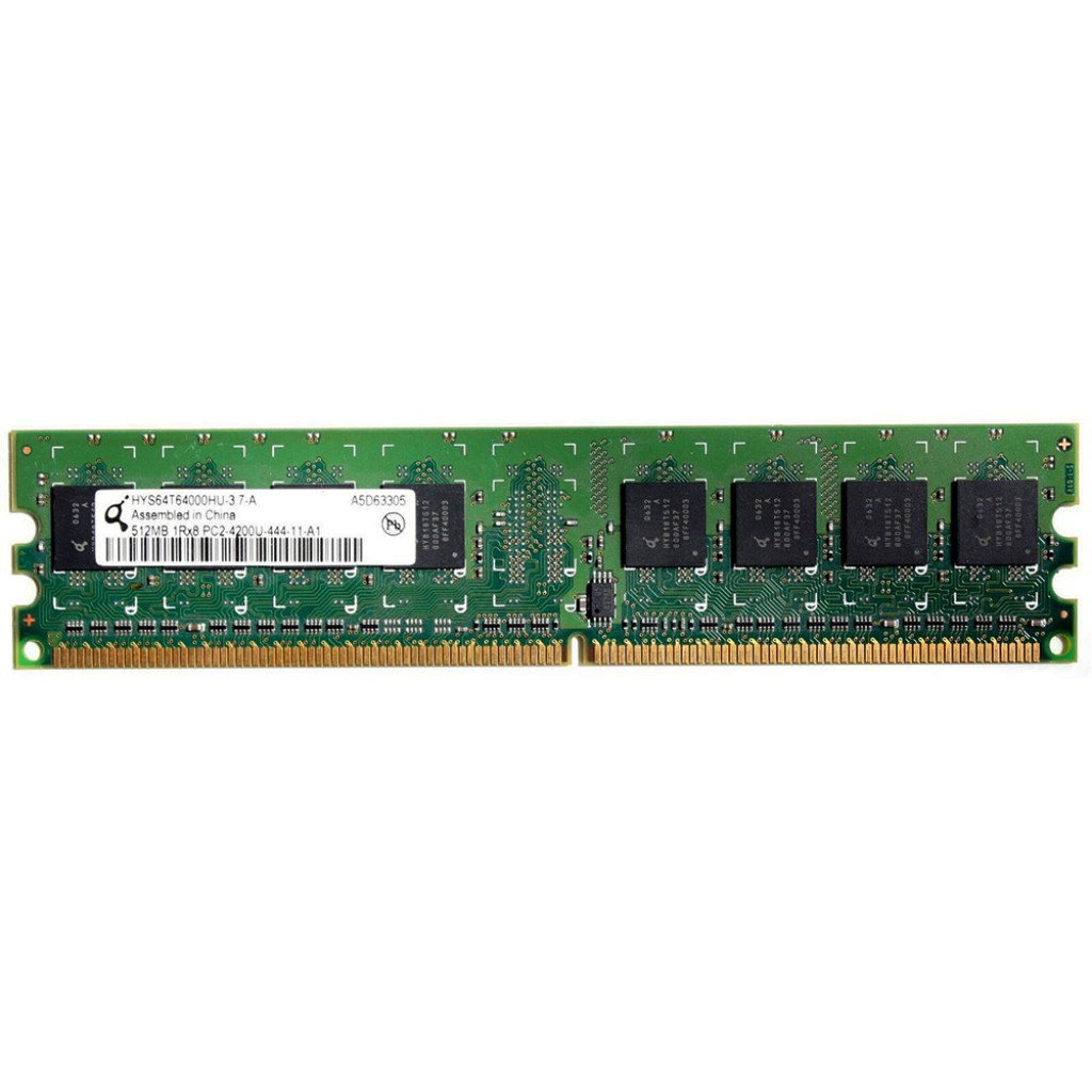 رم کامپیوتر DDR2 تک کاناله 533 مگاهرتز CL4 مدل HYS64T6400HU-3.7-A ظرفیت 512 مگابایت رم کامپیوتر DDR2 تک کاناله 533 مگاهرتز CL4 مدل HYS64T6400HU-3.7-A ظرفیت 512 مگابایت