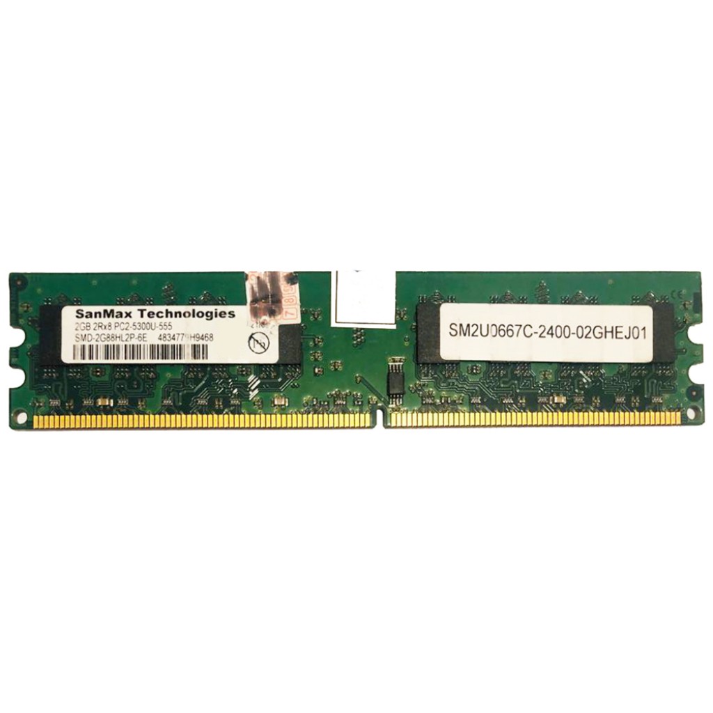 رم کامپیوتر DDR2 تک کاناله 667 مگاهرتز CL5 سانمکس مدل PC2-5300U-555 ظرفیت 2 گیگابایت رم کامپیوتر DDR2 تک کاناله 667 مگاهرتز CL5 سانمکس مدل PC2-5300U-555 ظرفیت 2 گیگابایت