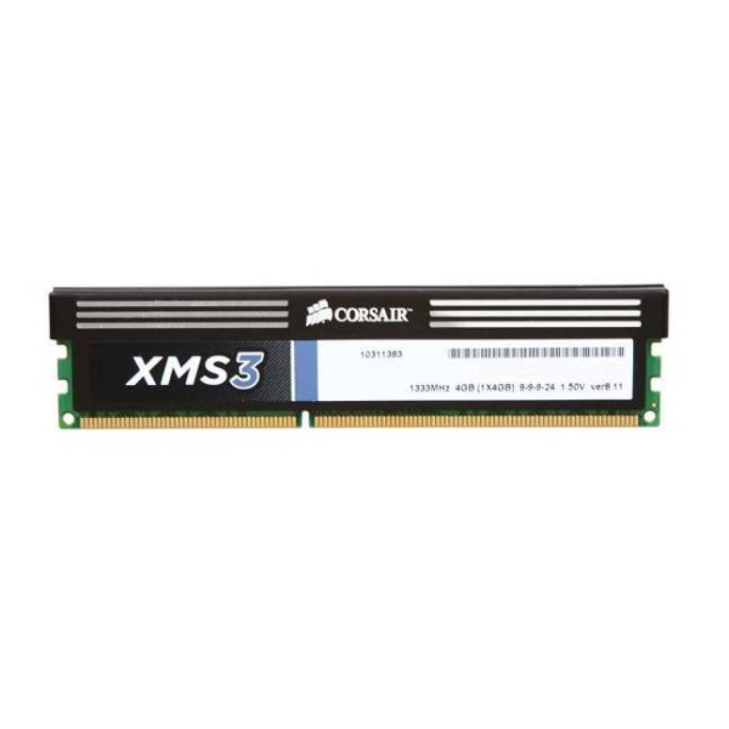 رم کامپیوتر DDR3 تک کاناله 1333 مگاهرتز CL9 کورسیر مدل XMS3-10600 ظرفیت 4 گیگابایت رم کامپیوتر DDR3 تک کاناله 1333 مگاهرتز CL9 کورسیر مدل XMS3-10600 ظرفیت 4 گیگابایت