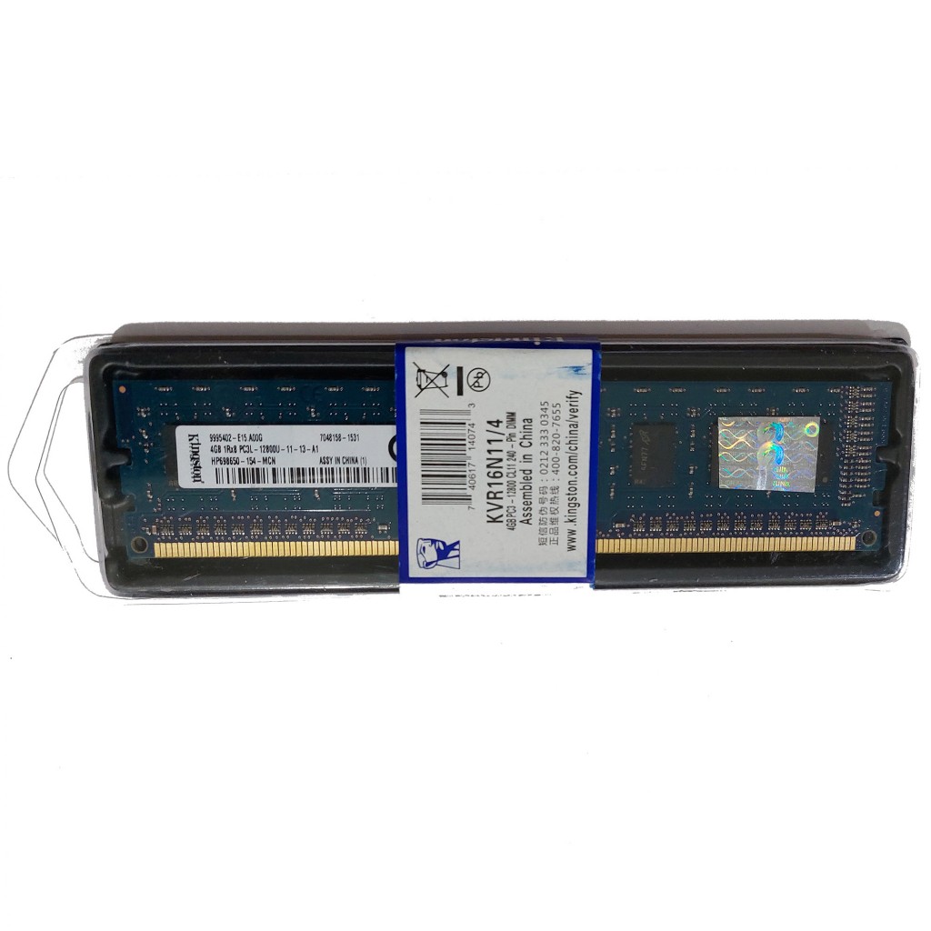 رم کامپیوتر DDR3 تک کاناله 1600 مگاهرتز CL11 کینگستون مدل KVR16N11/4 PC3-12800 ظرفیت 4 گیگابایت