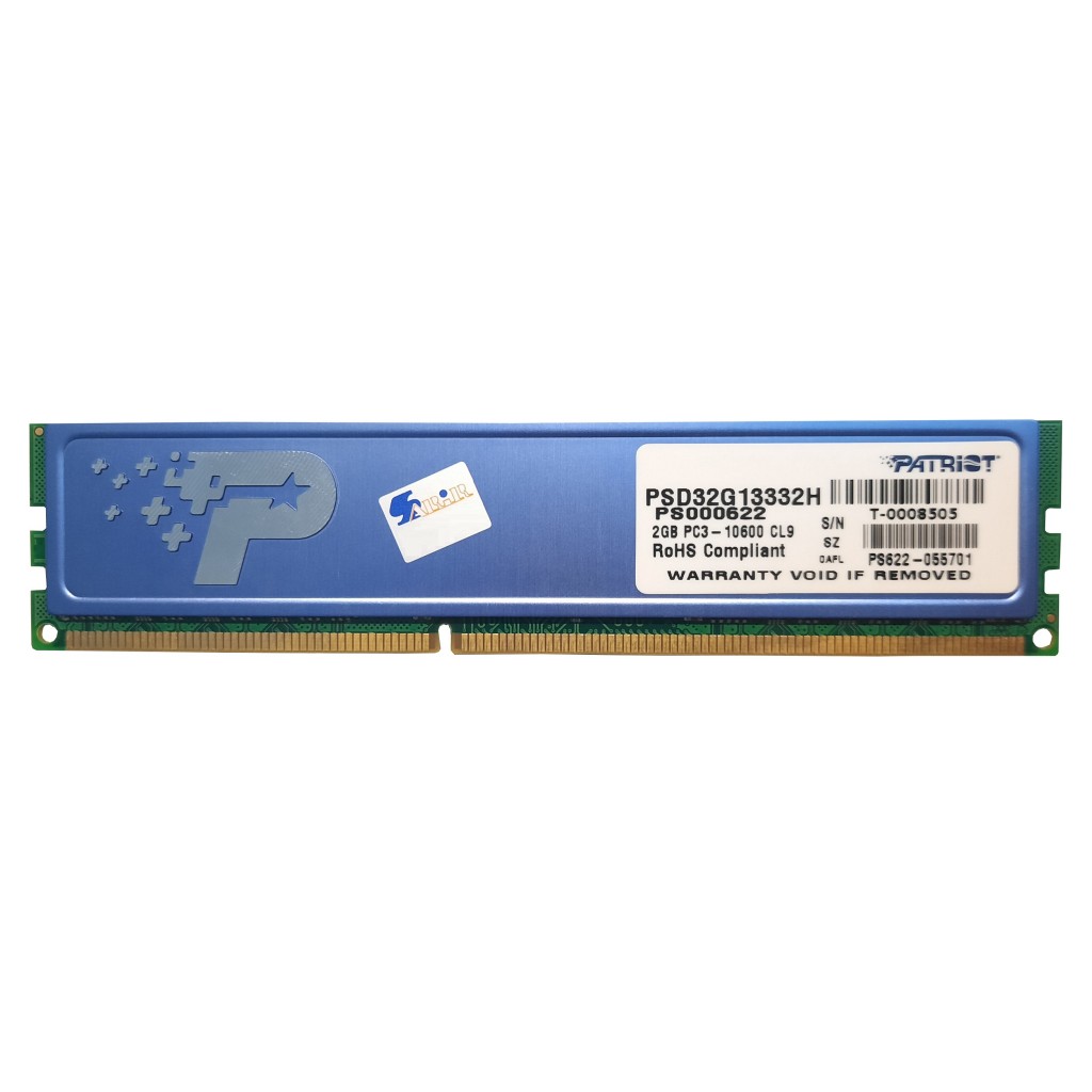 رم کامپیوتر DDR3 تک کاناله 1333 مگاهرتز CL9 پتریوت مدل PSD32G13332h ظرفیت 2 گیگابایت رم کامپیوتر DDR3 تک کاناله 1333 مگاهرتز CL9 پتریوت مدل PSD32G13332h ظرفیت 2 گیگابایت
