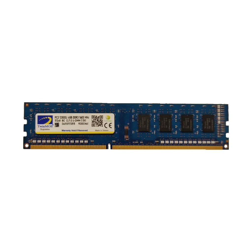 رم کامپیوتر DDR3 تک کاناله 1600 مگاهرتز CL11 تواینموس مدل 9DXXCN4E ظرفیت 4 گیگابایت رم کامپیوتر DDR3 تک کاناله 1600 مگاهرتز CL11 تواینموس مدل 9DXXCN4E ظرفیت 4 گیگابایت