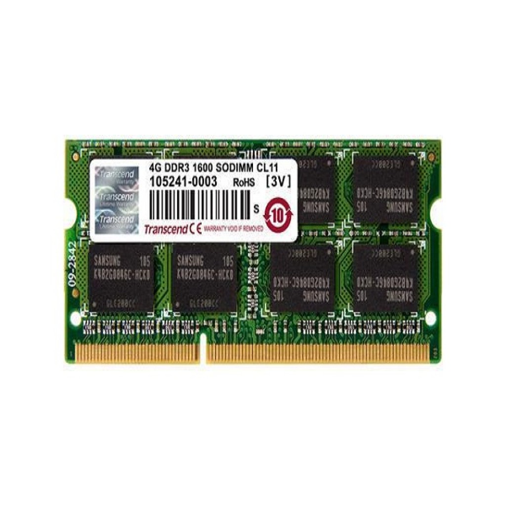 رم لپ تاپ DDR3 تک کاناله 1600 مگاهرتز ترنسند مدل PC3-12800 ظرفیت 4 گیگابایت رم لپ تاپ DDR3 تک کاناله 1600 مگاهرتز ترنسند مدل PC3-12800 ظرفیت 4 گیگابایت