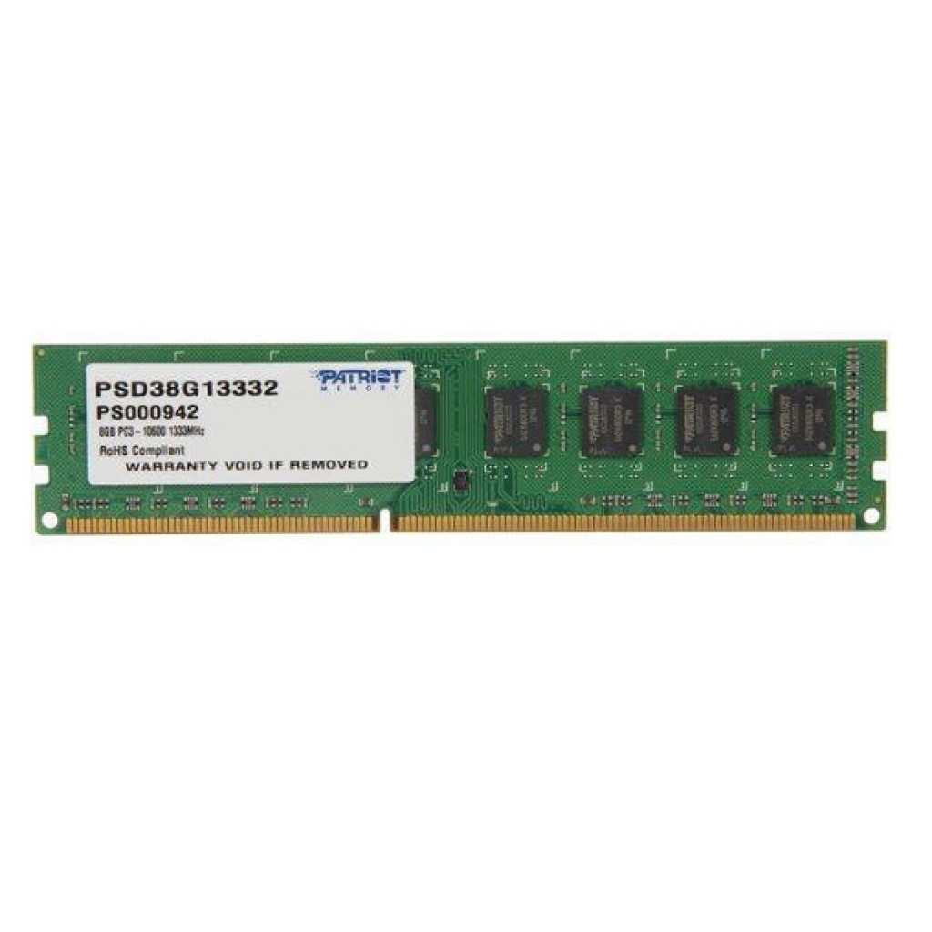 رم کامپیوتر DDR3 تک کاناله 1333 مگاهرتز CL9 پتریوت مدل PSD38G1333 ظرفیت 8 گیگابایت رم کامپیوتر DDR3 تک کاناله 1333 مگاهرتز CL9 پتریوت مدل PSD38G1333 ظرفیت 8 گیگابایت