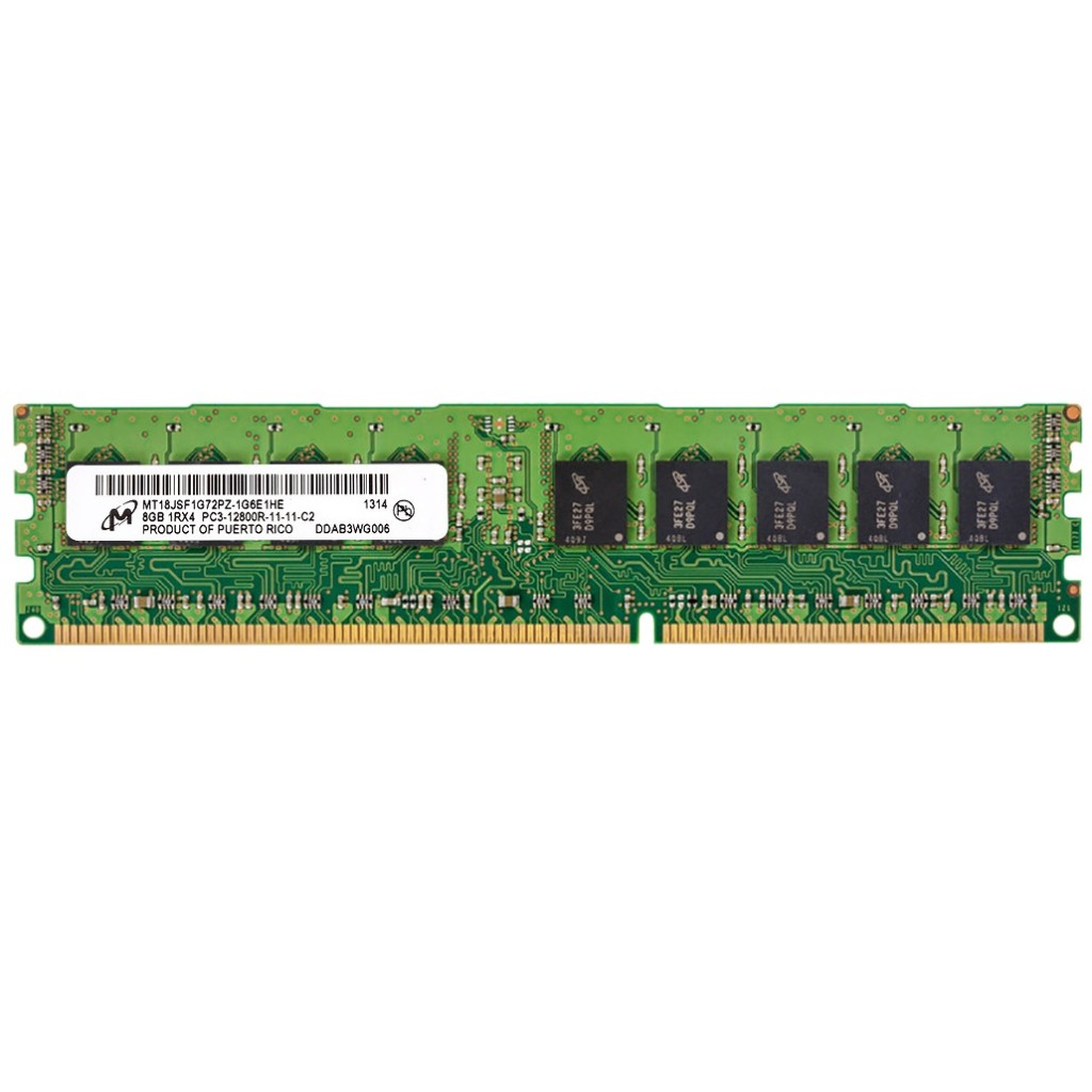 رم سرور DDR3 تک کاناله 1600 مگاهرتز CL11 میکرون مدل MT18JSF1G72PZ-1G6E1HE ظرفیت 8 گیگابایت رم سرور DDR3 تک کاناله 1600 مگاهرتز CL11 میکرون مدل MT18JSF1G72PZ-1G6E1HE ظرفیت 8 گیگابایت