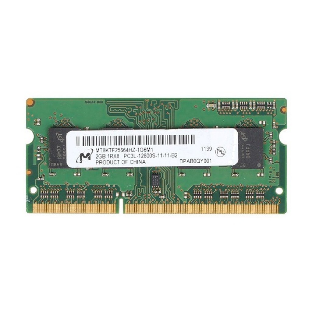 رم لپ تاپ DDR3L تک کاناله 1600 مگاهرتز CL11 میکرون مدل PC3L-12800S ظرفیت 2 گیگابایت رم لپ تاپ DDR3L تک کاناله 1600 مگاهرتز CL11 میکرون مدل PC3L-12800S ظرفیت 2 گیگابایت