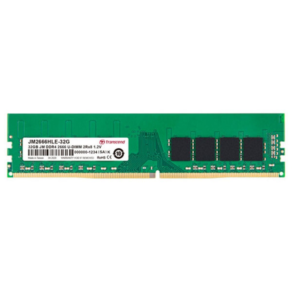 رم کامپیوتر DDR4 تک کاناله 2666مگاهرتز CL19 ترنسند مدل JM2666HLE-32G ظرفیت 32 گیگابایت رم کامپیوتر DDR4 تک کاناله 2666مگاهرتز CL19 ترنسند مدل JM2666HLE-32G ظرفیت 32 گیگابایت