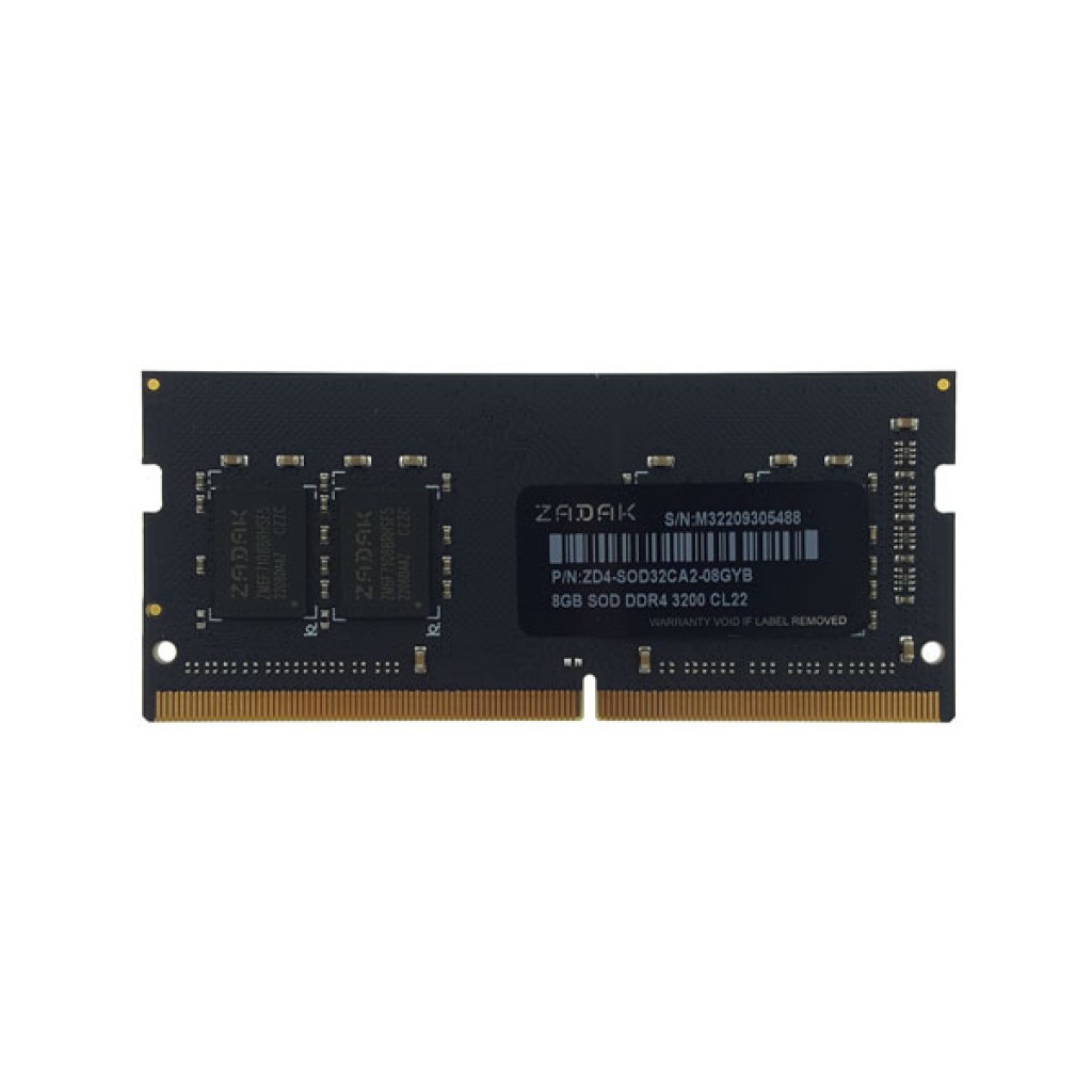 رم لپ تاپ DDR4 تک کاناله 3200 مگاهرتز CL22 زاداک مدل Sodimm ظرفیت 8 گیگابایت رم لپ تاپ DDR4 تک کاناله 3200 مگاهرتز CL22 زاداک مدل Sodimm ظرفیت 8 گیگابایت