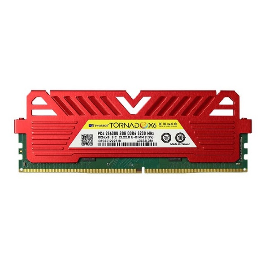 رم کامپیوتر DDR4 تک کاناله 3200 مگاهرتز CL22 تواینموس مدل X6-RED ظرفیت 8 گیگابایت رم کامپیوتر DDR4 تک کاناله 3200 مگاهرتز CL22 تواینموس مدل X6-RED ظرفیت 8 گیگابایت
