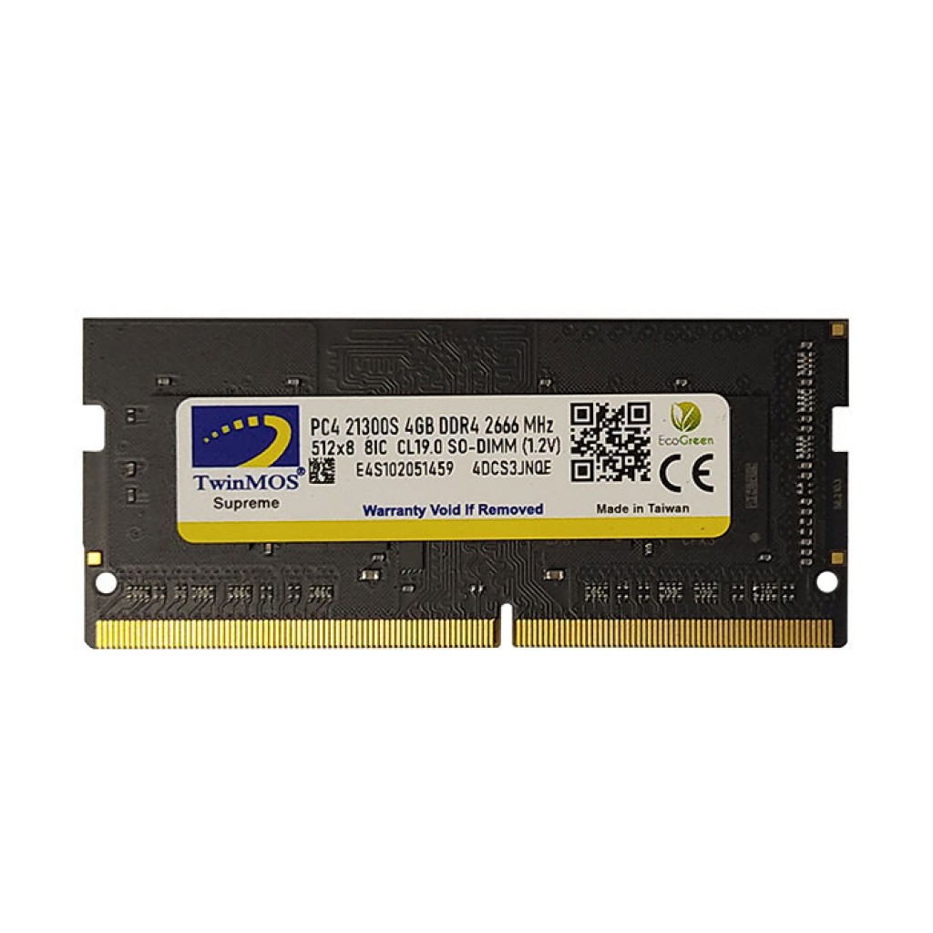 رم لپ تاپ DDR4 تک کاناله 2666 مگاهرتز CL19 تواینموس مدل E4S102051459 ظرفیت 4 گیگابایت رم لپ تاپ DDR4 تک کاناله 2666 مگاهرتز CL19 تواینموس مدل E4S102051459 ظرفیت 4 گیگابایت