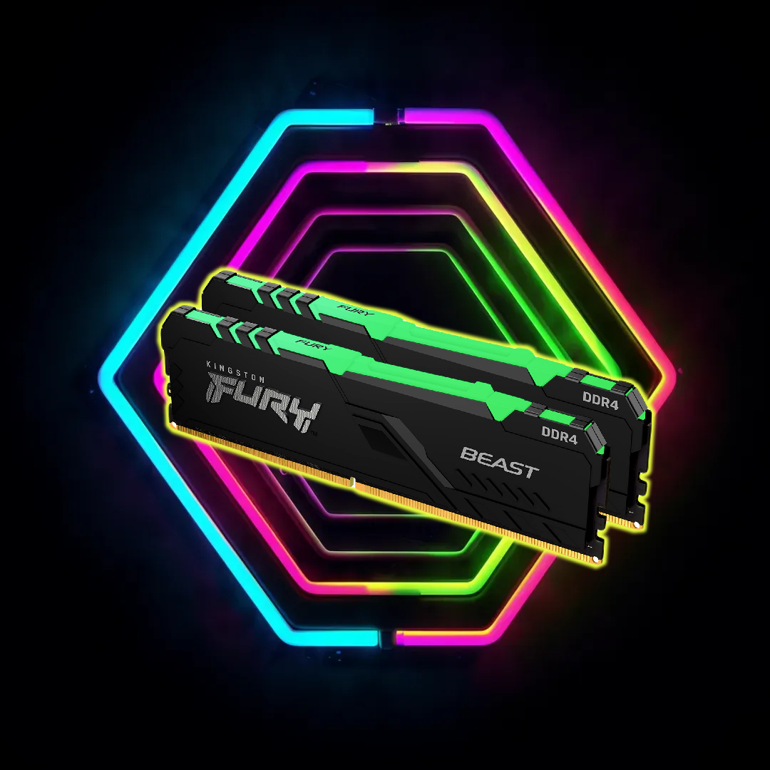 <strong><b>رم کامپیوتر</b></strong> DDR4 دو کاناله 3600 مگاهرتز CL18 کینگستون مدل FURY Beast ظرفیت 32 گیگابایت