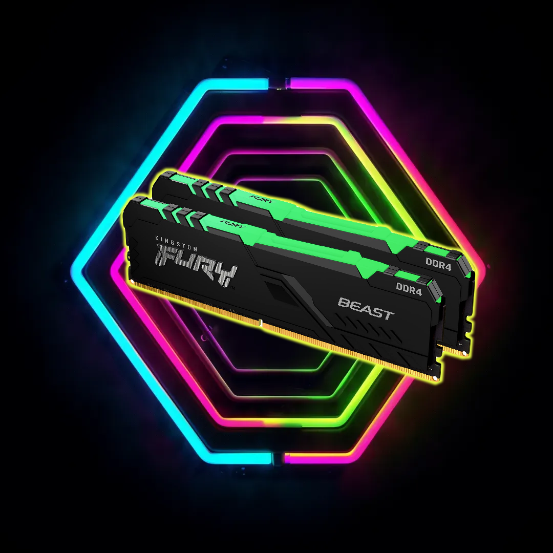 <strong><b>رم کامپیوتر</b></strong> DDR4 دو کاناله 3200 مگاهرتز CL16 کینگستون مدل FURY Beast ظرفیت 32 گیگابایت