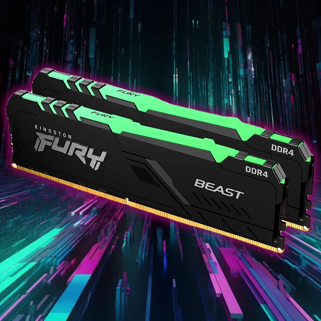 <strong><b>رم کامپیوتر</b></strong> DDR4 دو کاناله 3200 مگاهرتز CL16 کینگستون مدل FURY Beast ظرفیت 64 گیگابایت