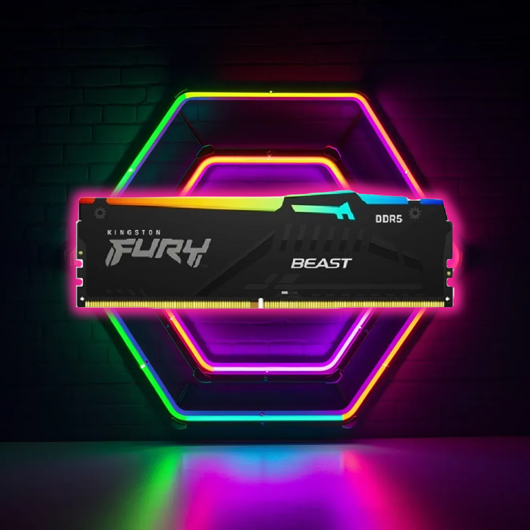 <strong><b>رم کامپیوتر</b></strong> DDR5 تک کاناله 5200 مگاهرتز CL40 کینگستون مدل Beast RGB Black ظرفیت 32 گیگابایت
