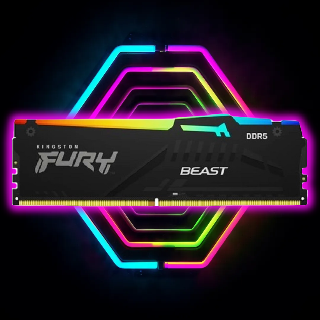 <strong><b>رم کامپیوتر</b></strong> DDR5 تک کاناله 6000 مگاهرتز  CL40 کینگستون مدل Beast RGB Black ظرفیت 32 گیگابایت